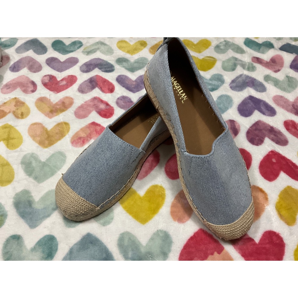 Magellan Outdoors Womens Blue Denim Espadrille Slip On Loafers